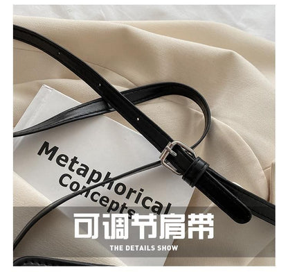 Lettering Faux Leather Crossbody Bag