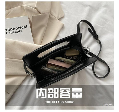 Lettering Faux Leather Crossbody Bag