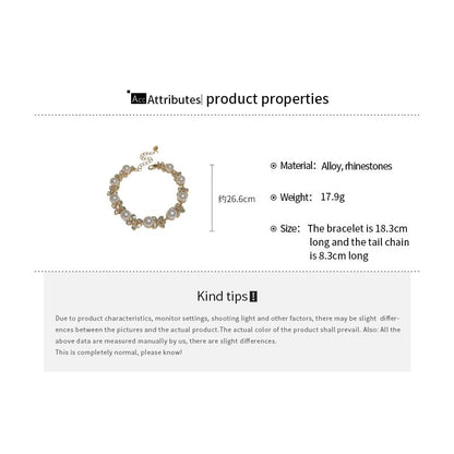 Floral Rhinestone Faux Pearl Drop Hook Earring / Bracelet / Necklace