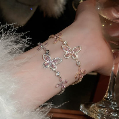 Floral Butterfly Rhinestone Bracelet