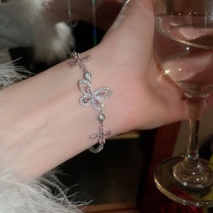 Floral Butterfly Rhinestone Bracelet