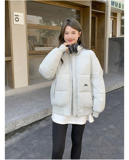 Mock Neck Zip-Up Puffer Jacket