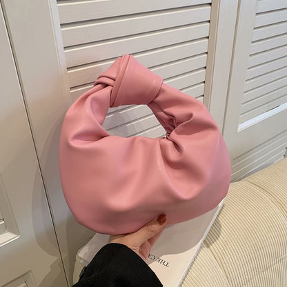 Ruched Faux Leather Shoulder Bag