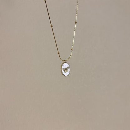 Butterfly Shell Alloy Necklace / Bead Necklace