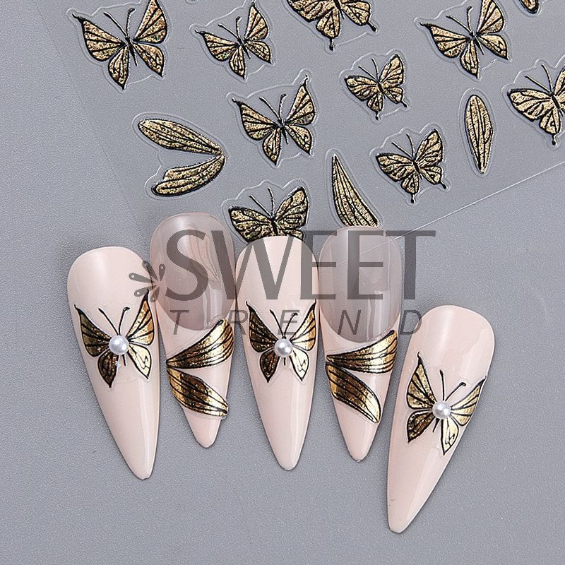 Butterfly Cat Eye Nail Art Stickers