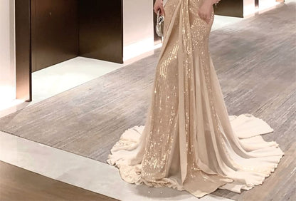 Halter Sequin Mermaid Evening Gown