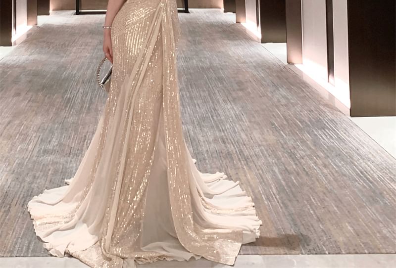 Halter Sequin Mermaid Evening Gown