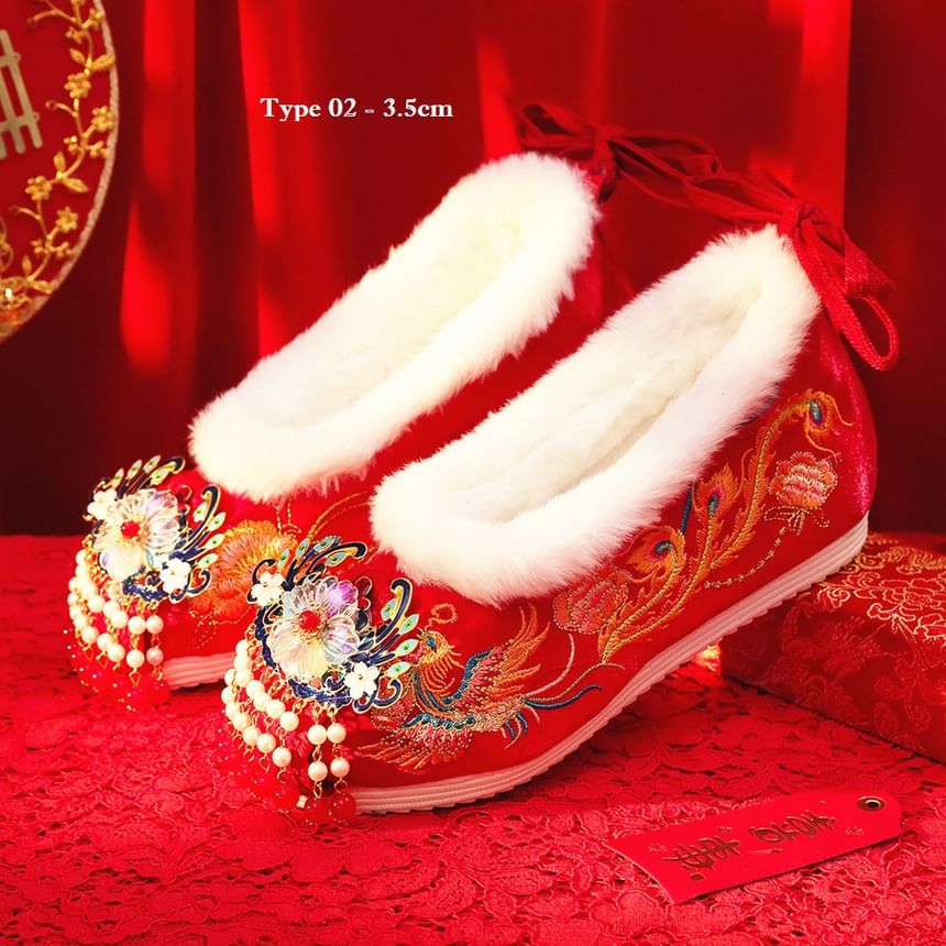 Pumps Heel Designs) Hidden Beaded Embroidered Wedge (Various