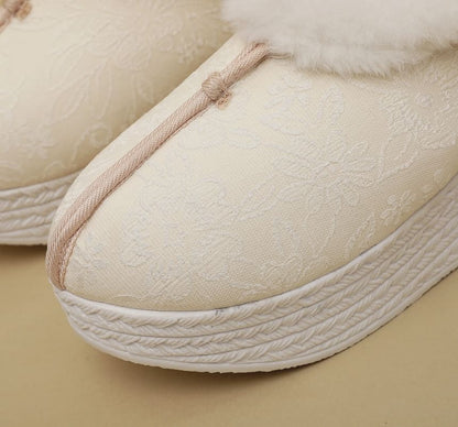 Platform Fleece-Lined Heel Bow Pumps Wedge