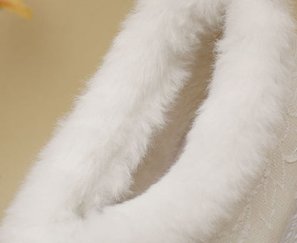 Platform Fleece-Lined Heel Bow Pumps Wedge