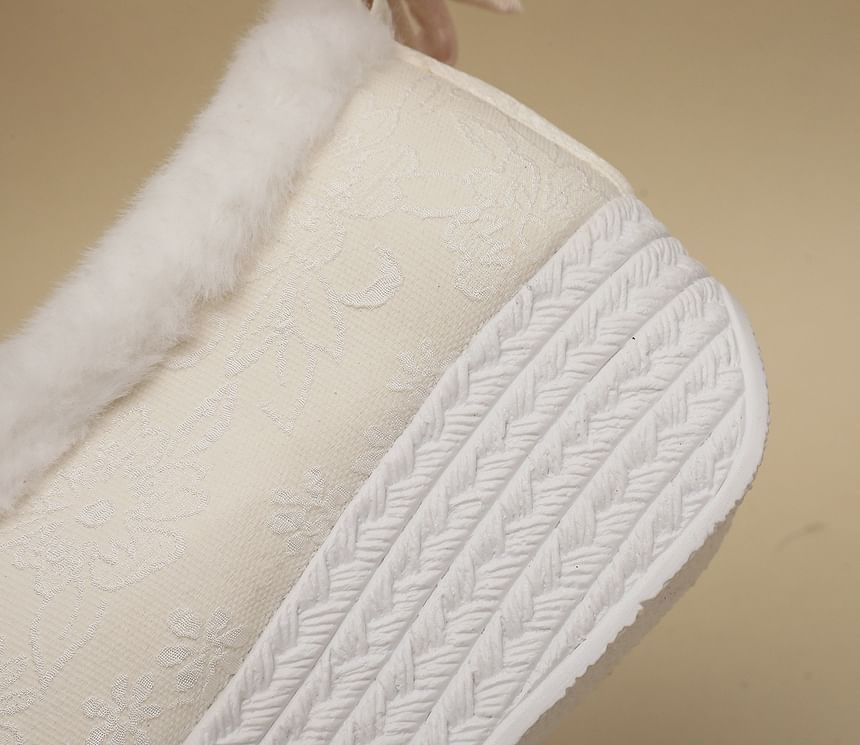 Platform Fleece-Lined Heel Bow Pumps Wedge