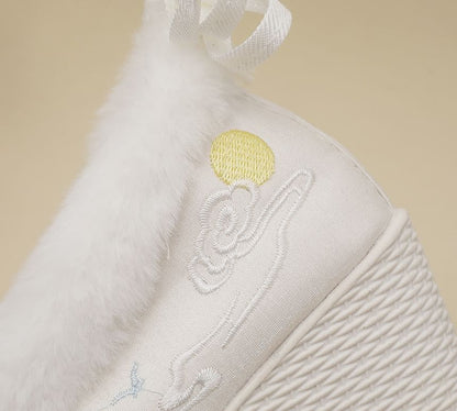 Embroidered Wedge Fleece-Lined Pumps Heel