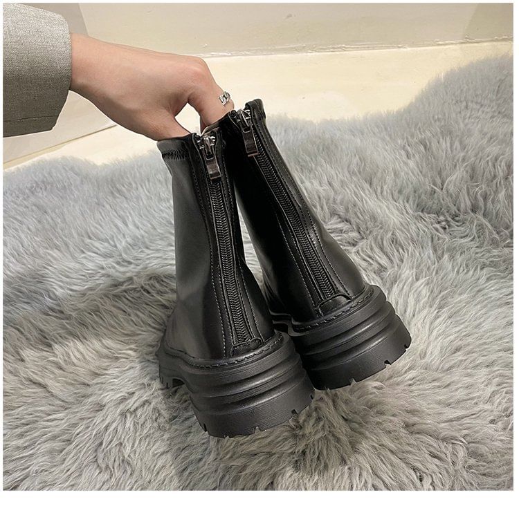 Platform Zip Boots Short