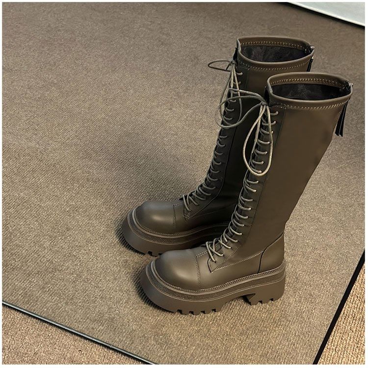 Platform High Boots Lace Knee Up