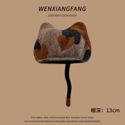 Patterned Cat Ear Beret