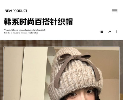 Bow Ribbed Beanie