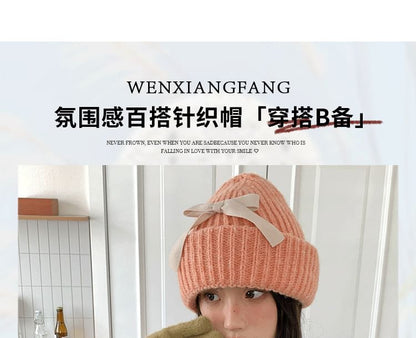 Bow Ribbed Beanie