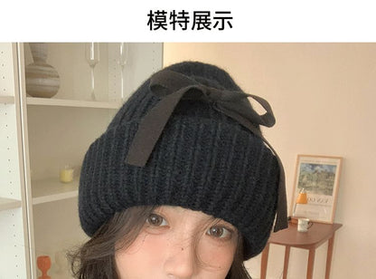 Bow Ribbed Beanie