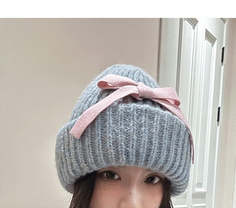 Bow Ribbed Beanie