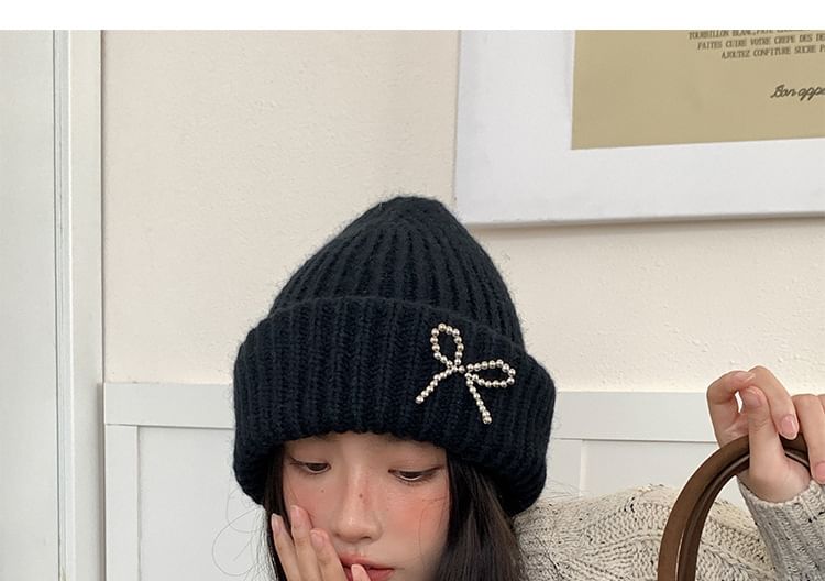 Beaded Bow Beanie