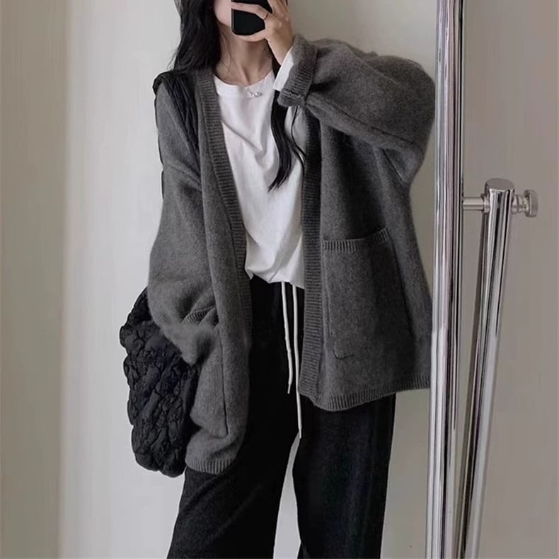 Oversized Open-Front Cardigan