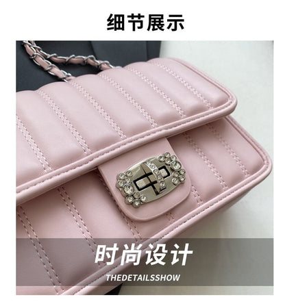 Faux Leather Quilted Chained Shoulder Bag