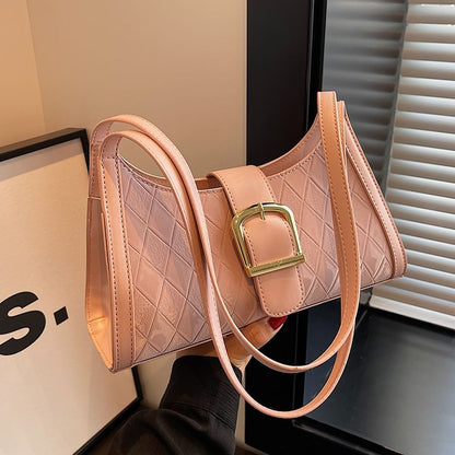 Faux Leather Buckled Shoulder Bag