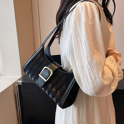 Faux Leather Buckled Shoulder Bag