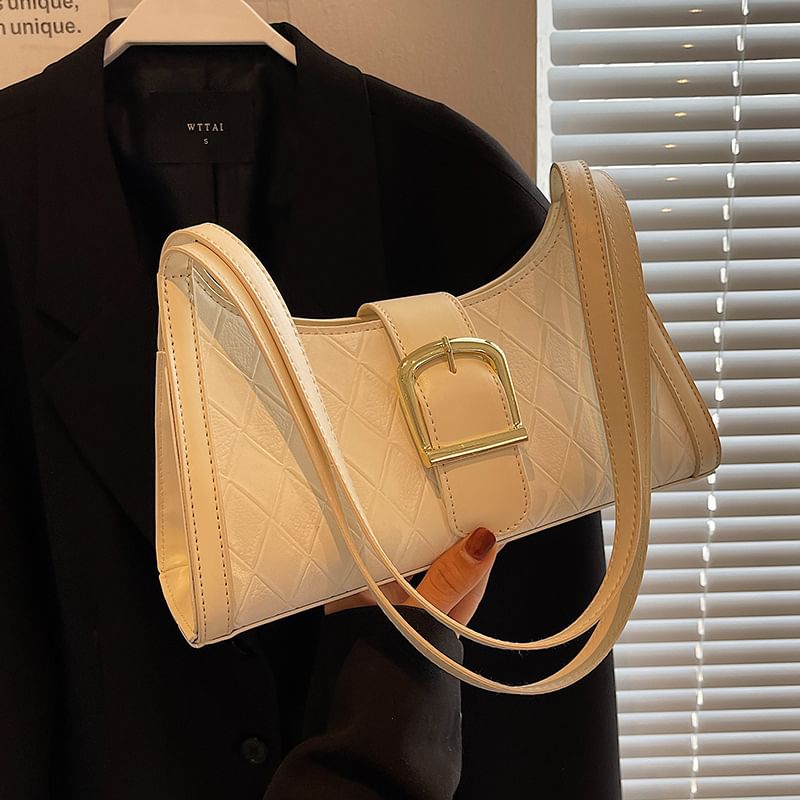 Faux Leather Buckled Shoulder Bag