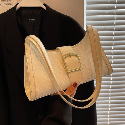 Faux Leather Buckled Shoulder Bag