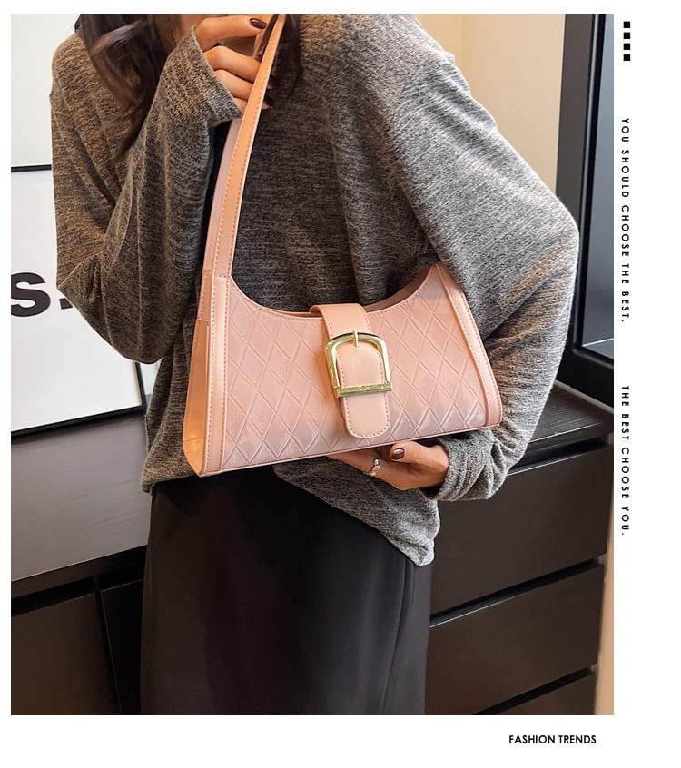 Faux Leather Buckled Shoulder Bag