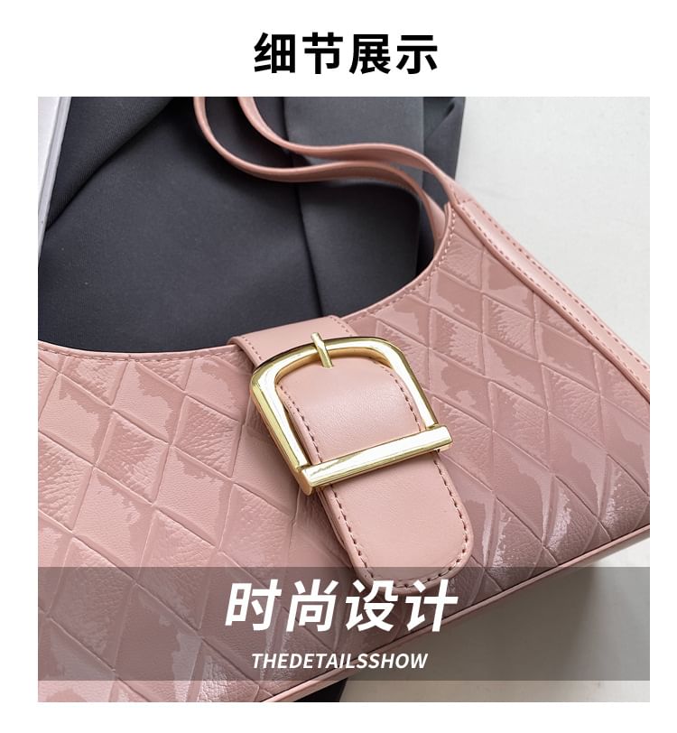 Faux Leather Buckled Shoulder Bag
