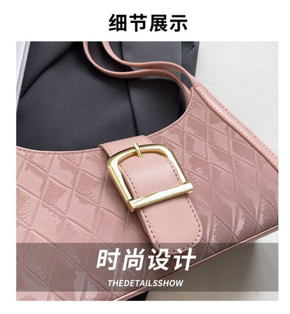 Faux Leather Buckled Shoulder Bag