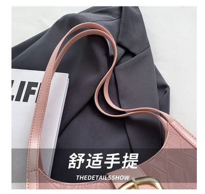 Faux Leather Buckled Shoulder Bag