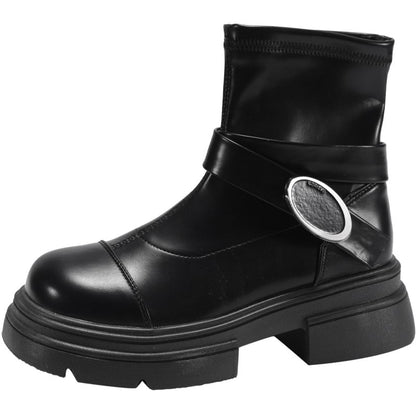 Platform Panel Short Boots Buckled