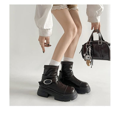 Platform Panel Short Boots Buckled