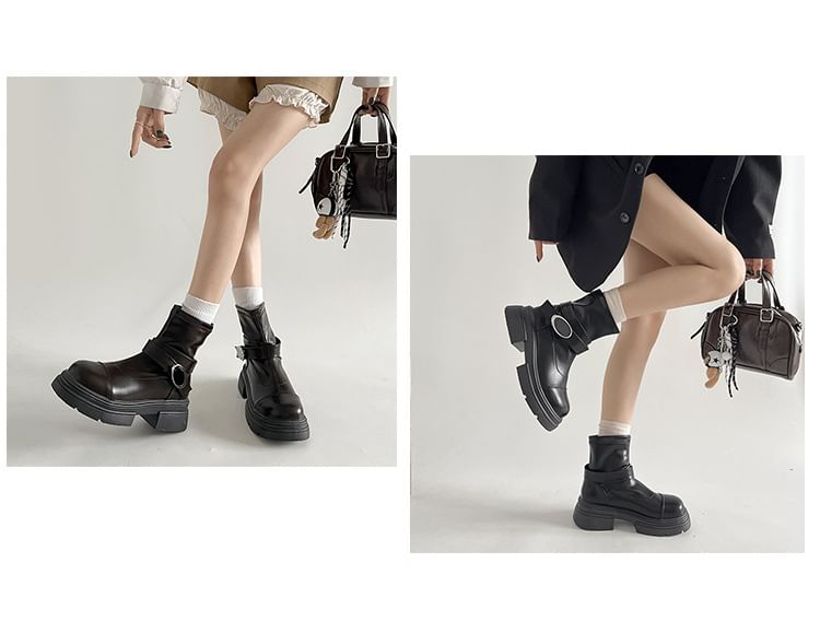 Platform Panel Short Boots Buckled