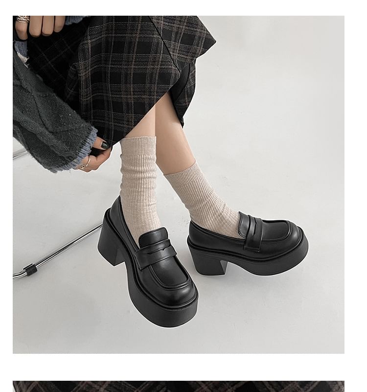 Platform Penny Loafer Pumps