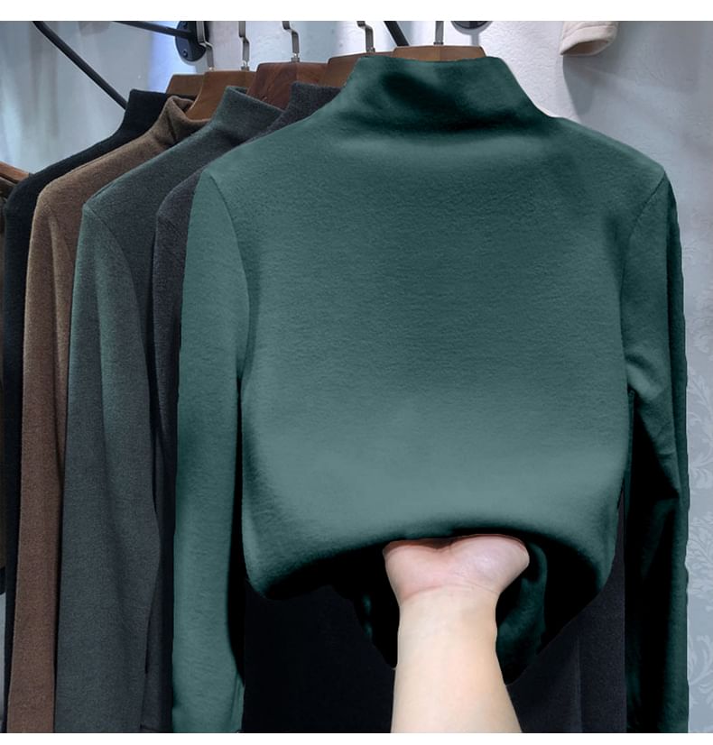 Long Sleeve Mock Neck Plain Top