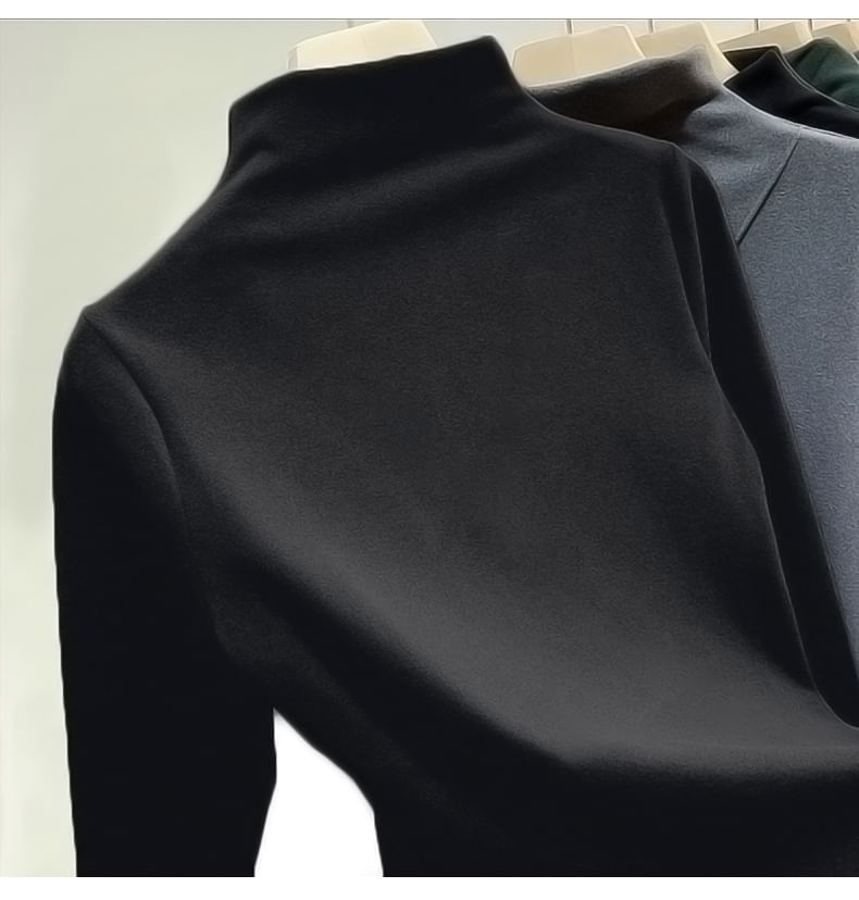 Long Sleeve Mock Neck Plain Top