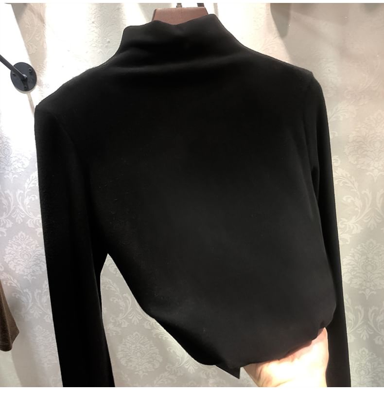 Long Sleeve Mock Neck Plain Top