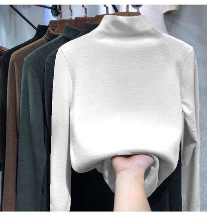 Long Sleeve Mock Neck Plain Top