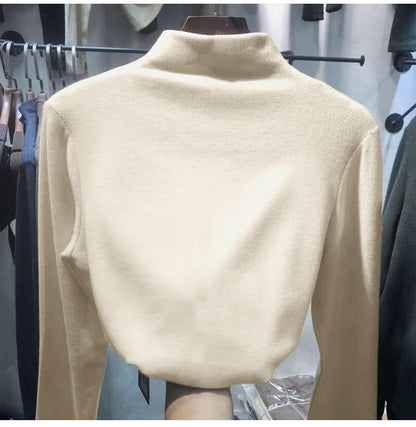 Long Sleeve Mock Neck Plain Top