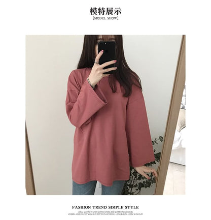 Long Sleeve Crew Neck Plain T-Shirt