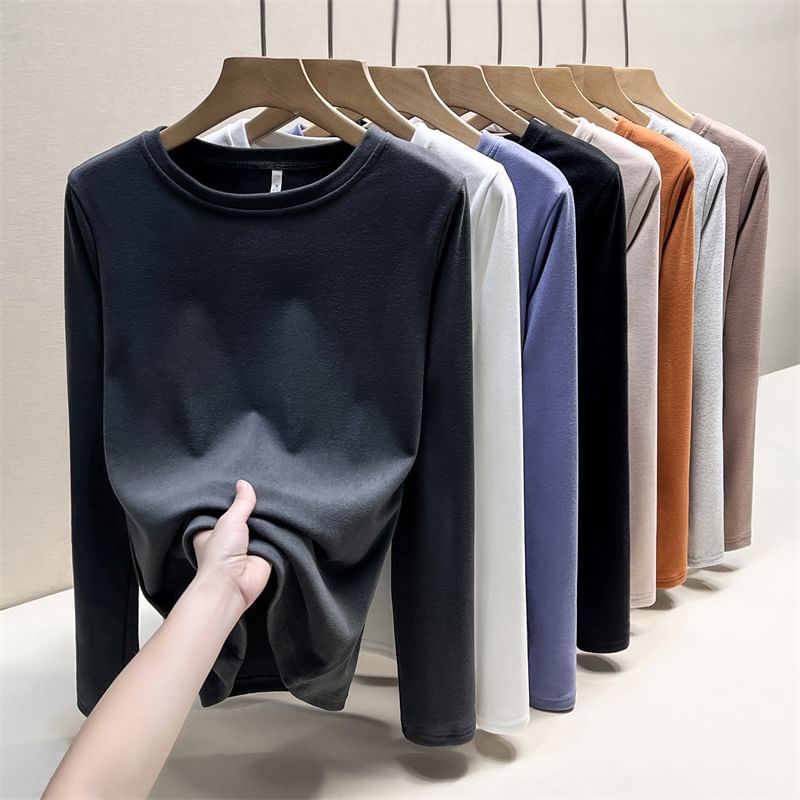 Long Sleeve Round Neck Plain T-Shirt