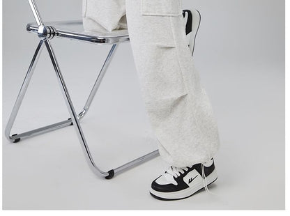 High Rise Plain Ruched Wide Leg Cargo Sweatpants