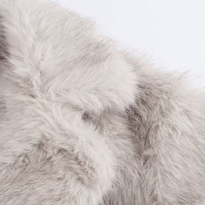 Lapel Collar Fluffy Button Jacket