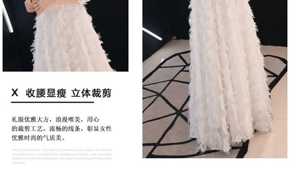 A-Line / Fringed Lace 3/4-Sleeve Midi Evening Neck Round Dress Gown