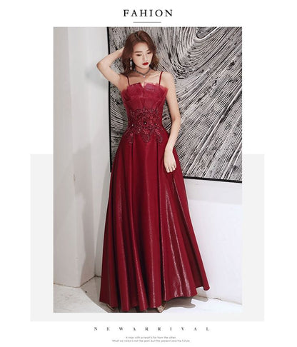 Dress Spaghetti Midi A-Line Sequin / Evening Strap Gown
