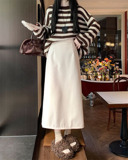 High Rise Plain Maxi A-Line Skirt